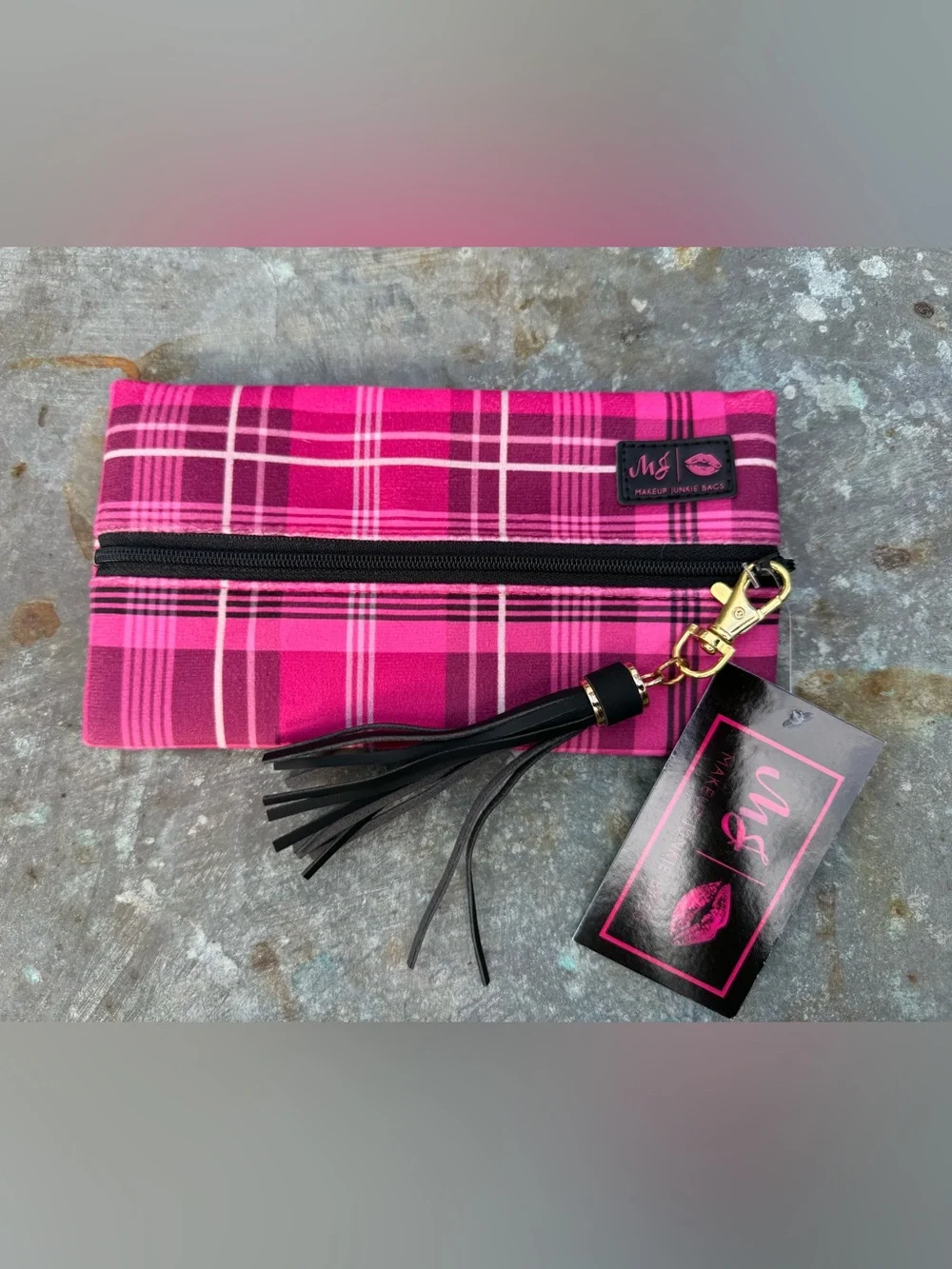 Makeup Junkie Pink Plaid Mini Bag
